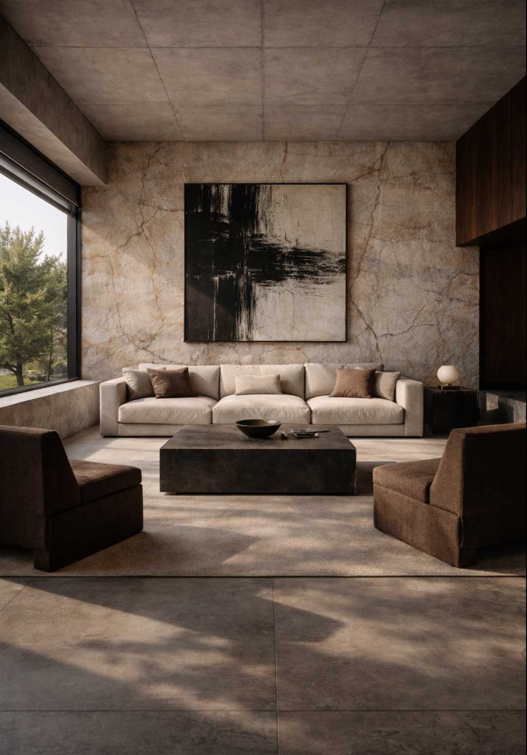 Mur salon en feuille de pierre naturelle Pellstone