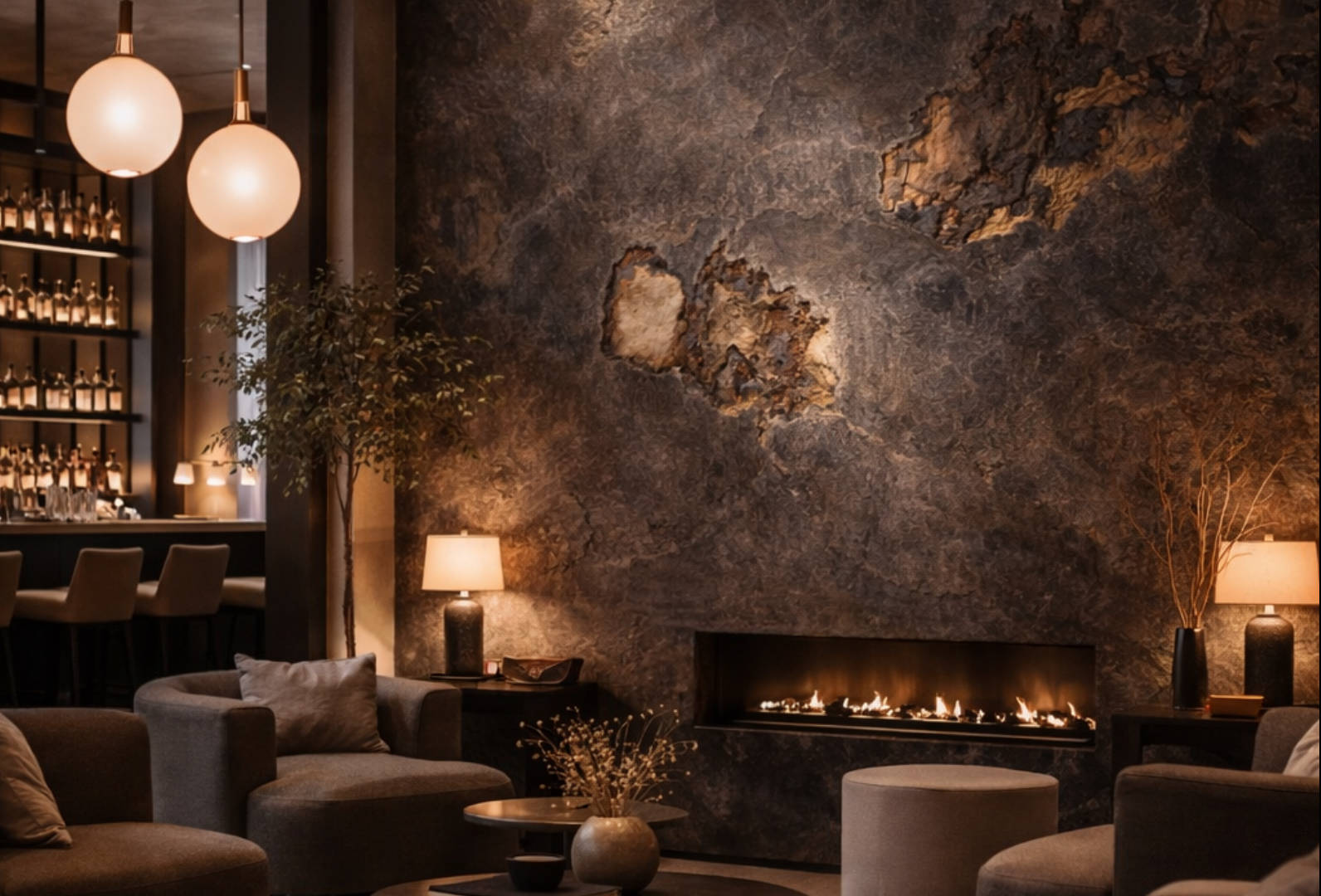 Feuille de pierre naturelle Black Storm - Pellstone - Hôtel - Restaurant - Brasserie