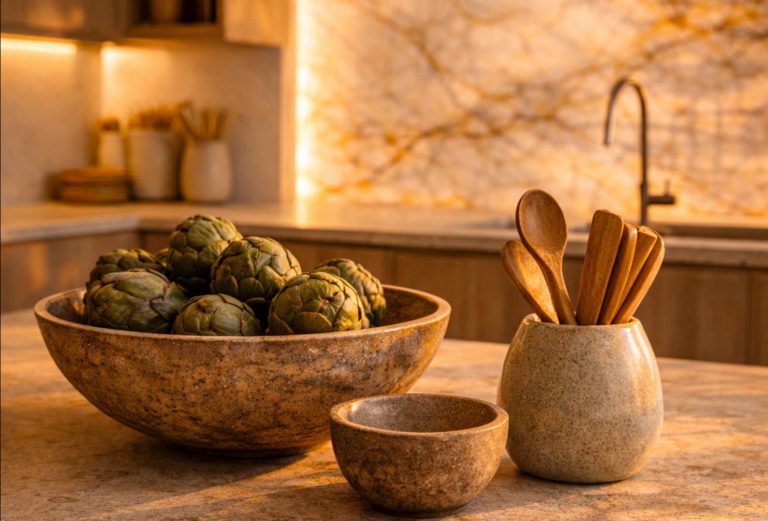 Feuille de pierre cuisine avec éclairage intégré