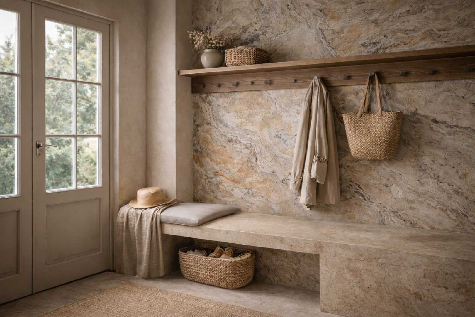 Feuille de pierre intérieur mur entrée architecture naturelle Pellstone