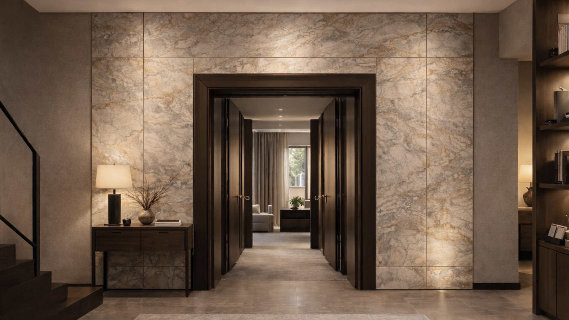 Feuille de pierre mur habillage mural passage architectural