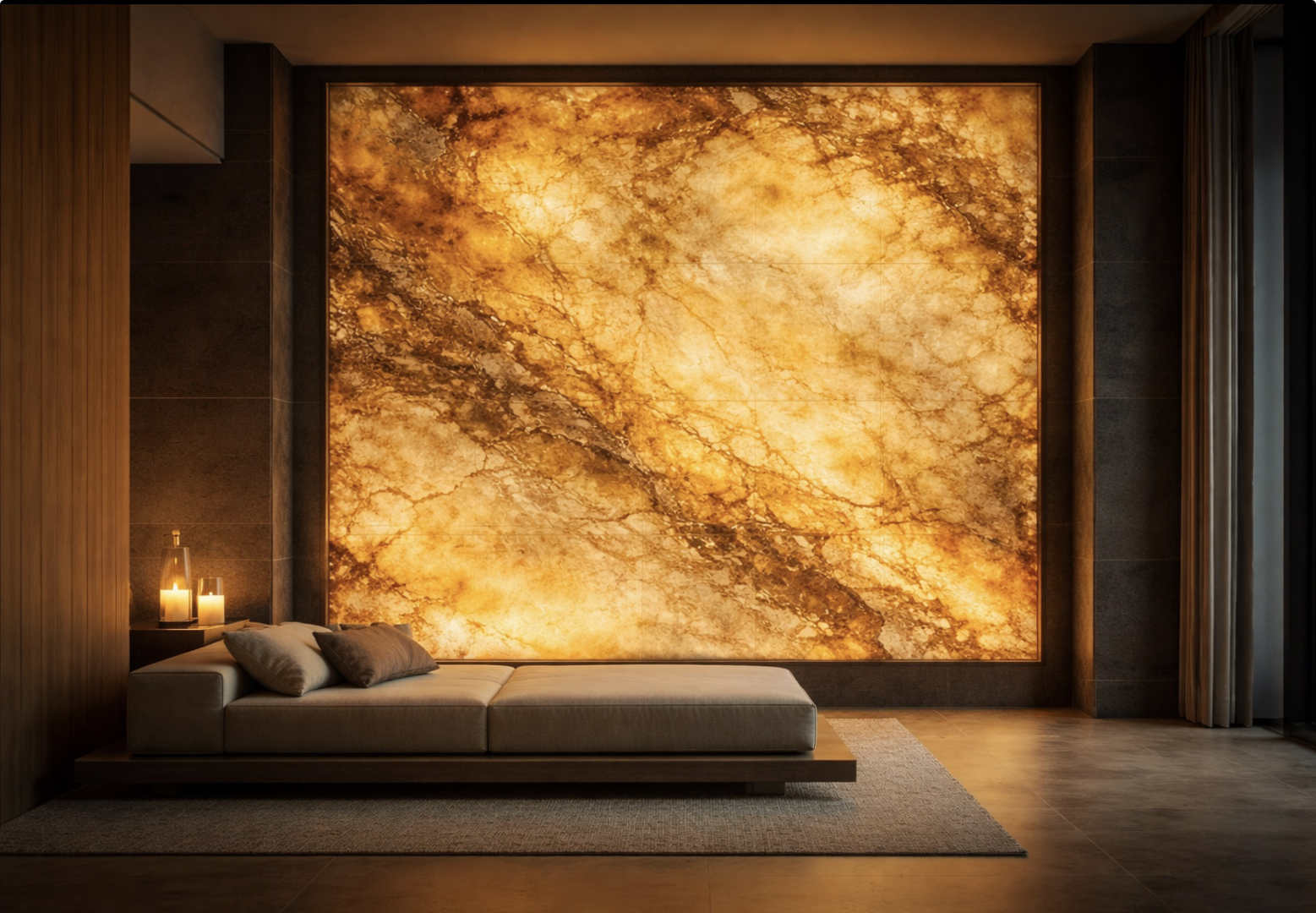 Feuille de pierre translucide Pellstone intégration architecture intérieure